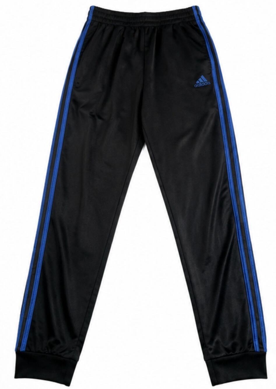Adidas Youth Large US 14/16 Black Blue Stripe Jogger Track Pants Athletic